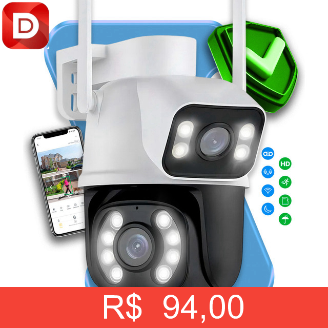 Foto do produto Câmera de Segurança Lente Dupla Wifi FHD Externa