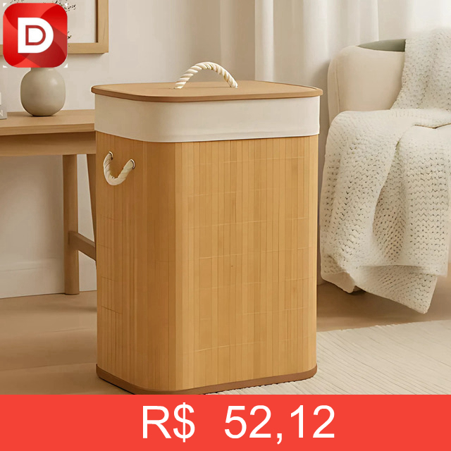 Foto do produto Cesto De Roupa Suja 72l De Bambu Dobrável