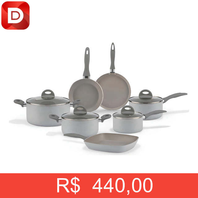 Foto do produto Jogo de Panelas 7 Peças Ceramic Life Marble Brinox