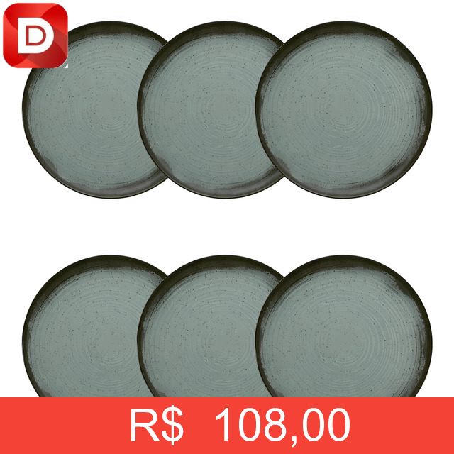 Foto do produto Conjunto De 6 Pratos Sobremesa Flat Pacífico