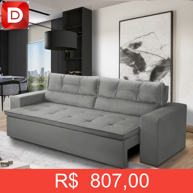 Foto do produto Sofá Retrátil Reclinável 3 Lugares C Molas