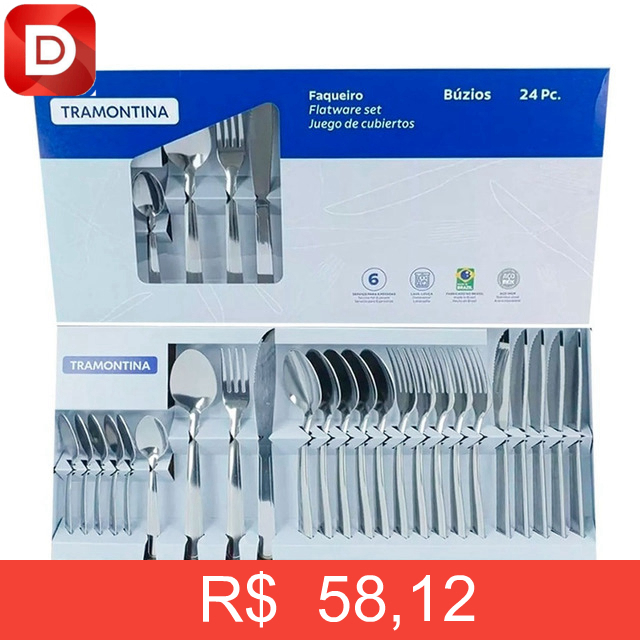 Foto do produto Faqueiro em Aço Inox Búzios com 24 Peças