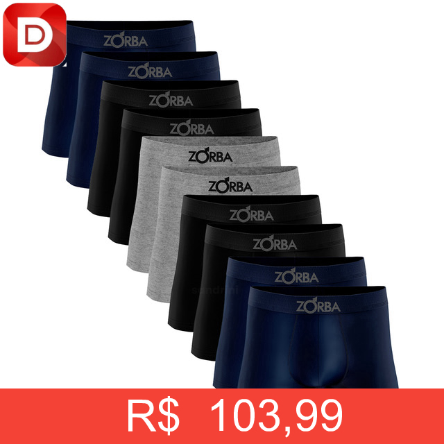 Foto do produto Kit 10 Cueca Boxer Zorba Algodão Sem Costura