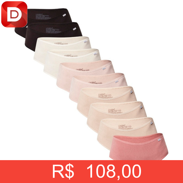 Foto do produto Kit 10 Calcinhas Média Feminina Delrio