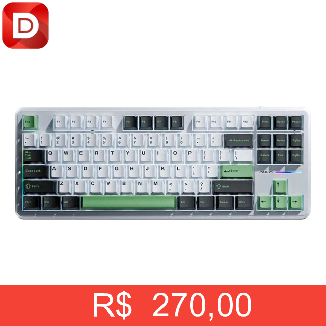 Foto do produto Teclado Mecânico Sem Fio Aula F87 RGB