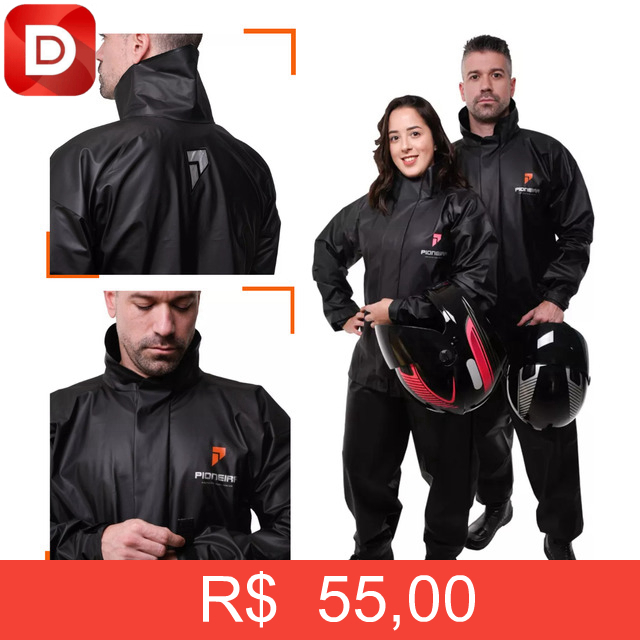 Foto do produto Capa de Chuva Pioneira Impermeável PVC Motoqueiro