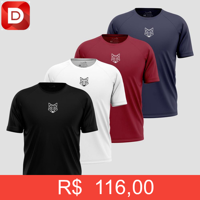 Foto do produto Kit com 4 Camisetas Dry Lobo Alpha