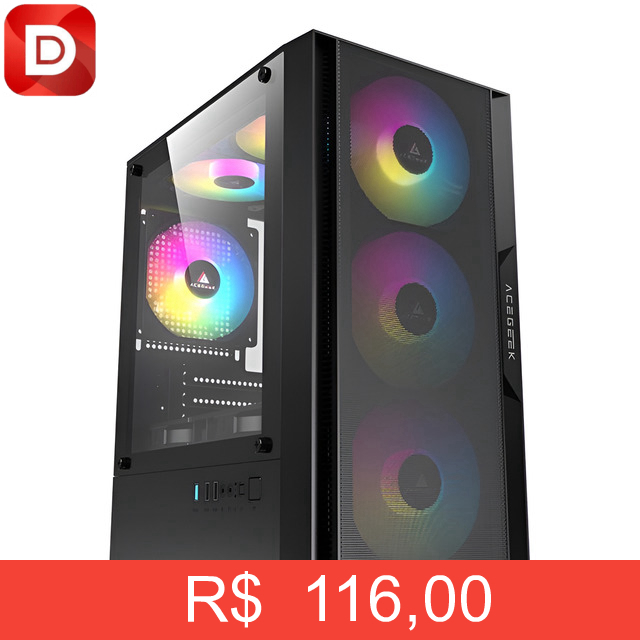 Foto do produto Gabinete Gamer Acegeek Stratus Mesh