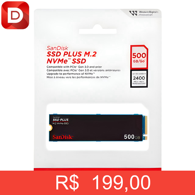 Foto do produto SSD Sandisk Plus 500GB