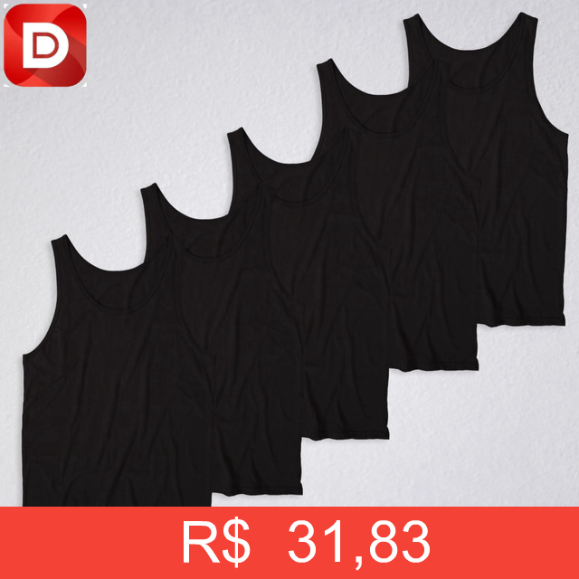 Foto do produto Kit 5 Regatas Lisas Masculinas Básica Dry Fit