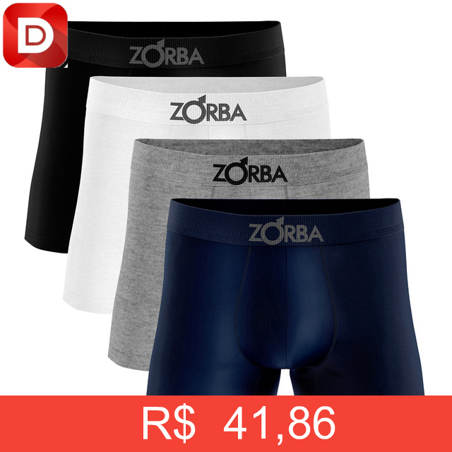 Foto do produto Kit 4 Cueca Boxer Algodão Sem Costura Zorba