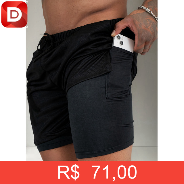 Foto do produto Kit de 3 Shorts Compressão Térmico 2 Em 1 com Bolsos