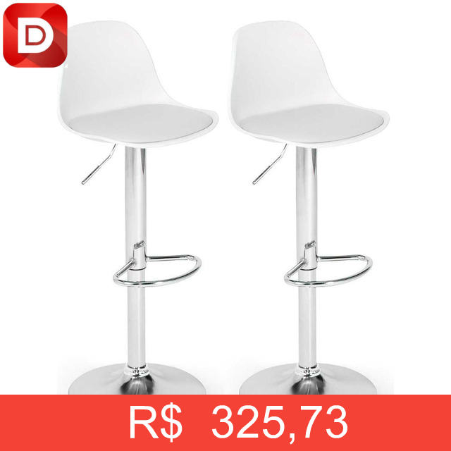 Foto do produto Kit 2 Banqueta Alta Leda Estofada Com Base Giratória