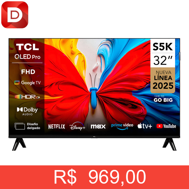 Foto do produto Smart TV TCL 32 FHD QLED S5K
