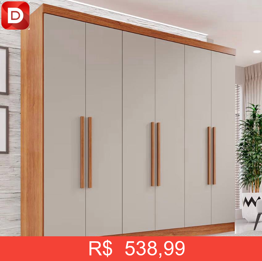 Foto do produto Guarda-roupa Casal 6 Portas 2 Gavetas