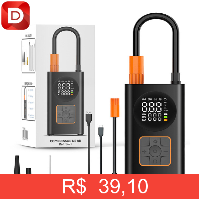 Foto do produto Mini Compressor Bomba De Ar Digital Portátil Sem Fio