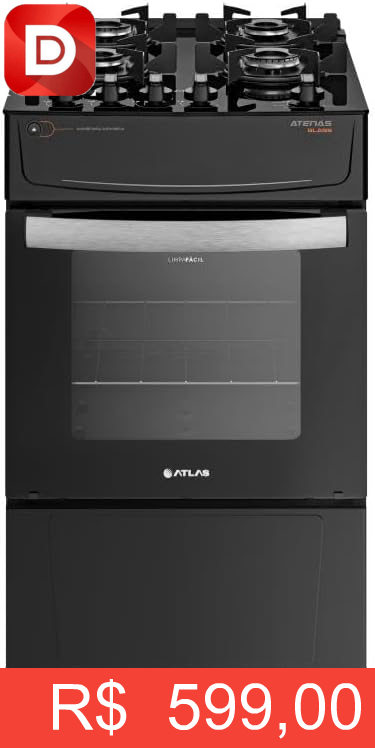 Foto do produto Fogão Atlas 4 Bocas Atenas Glass
