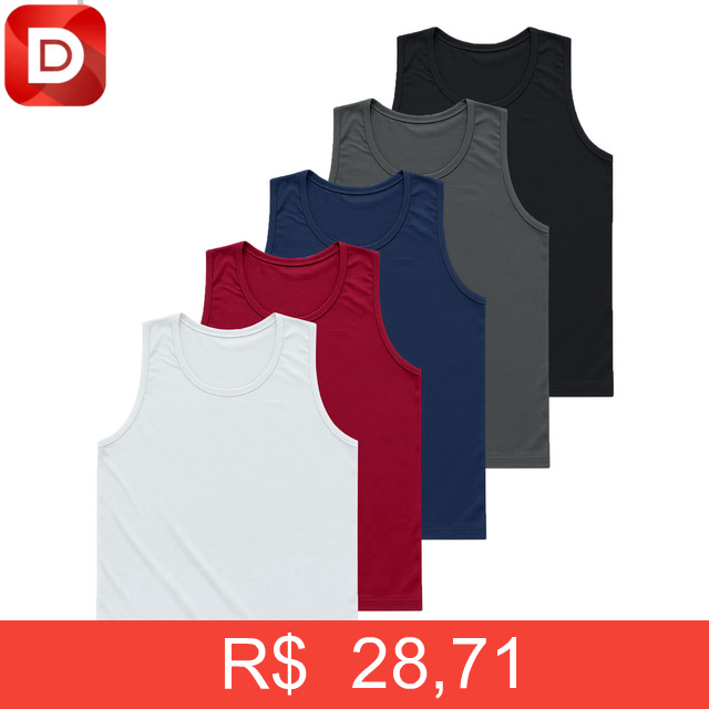 Foto do produto Kit 5 Camisetas Regatas Dry
