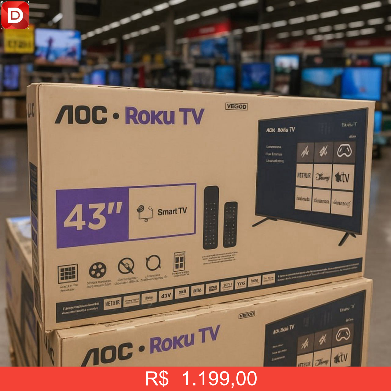 Foto do produto Smart TV AOC Roku 43'' Full HD