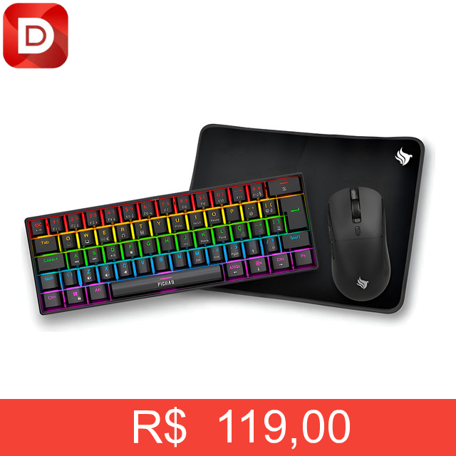 Foto do produto Combo Gamer Pichau Netuno Light 3x1 Rainbow Teclado Mecanico