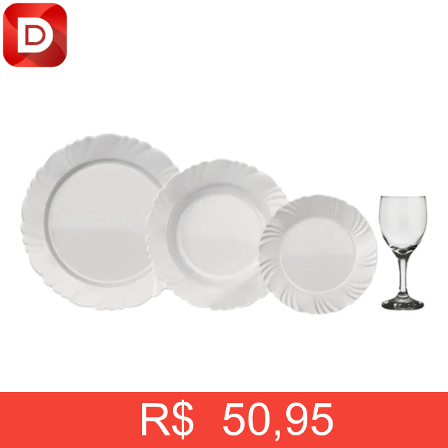 Foto do produto Aparelho de Jantar e Taças Duralex Opaline Pétala