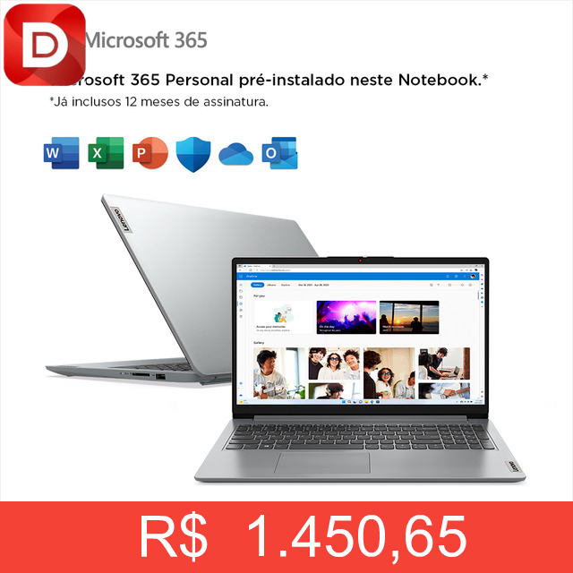 Foto do produto Notebook Lenovo Ideapad 1i Celeron Office 365