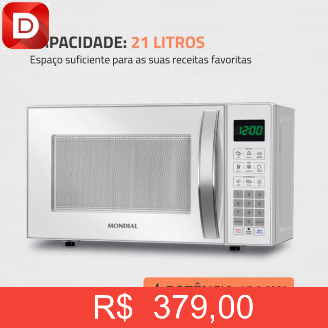 Foto do produto Micro-ondas Mondial 21L 1200w
