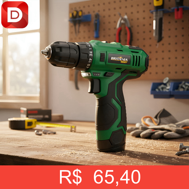 Foto do produto Parafusadeira Furadeira A Bateria 3/8 12v Britânia