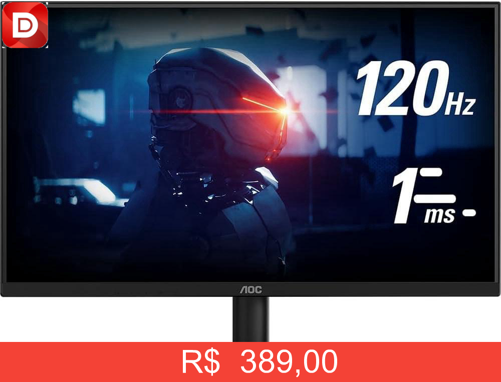 Foto do produto Monitor 22” AOC 120Hz, 1ms Gaming