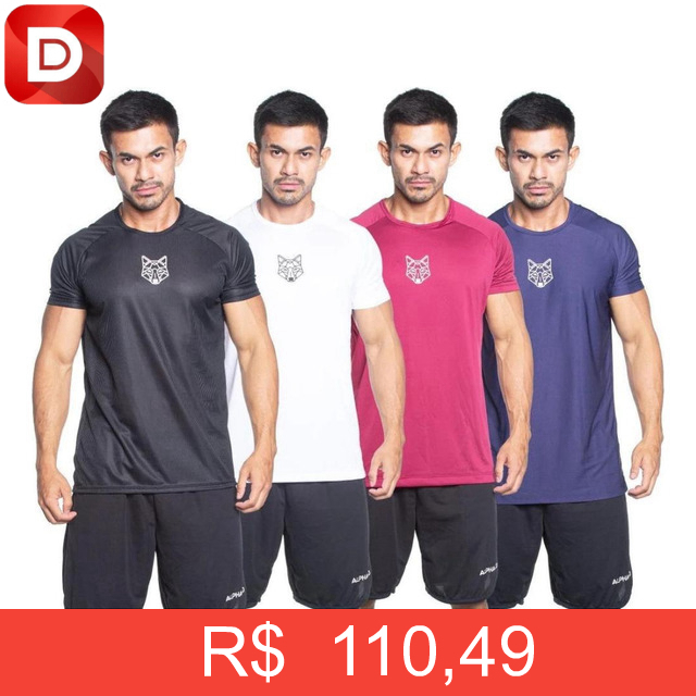Foto do produto Kit 4 Camisetas Masculinas Dry Lobo Alpha