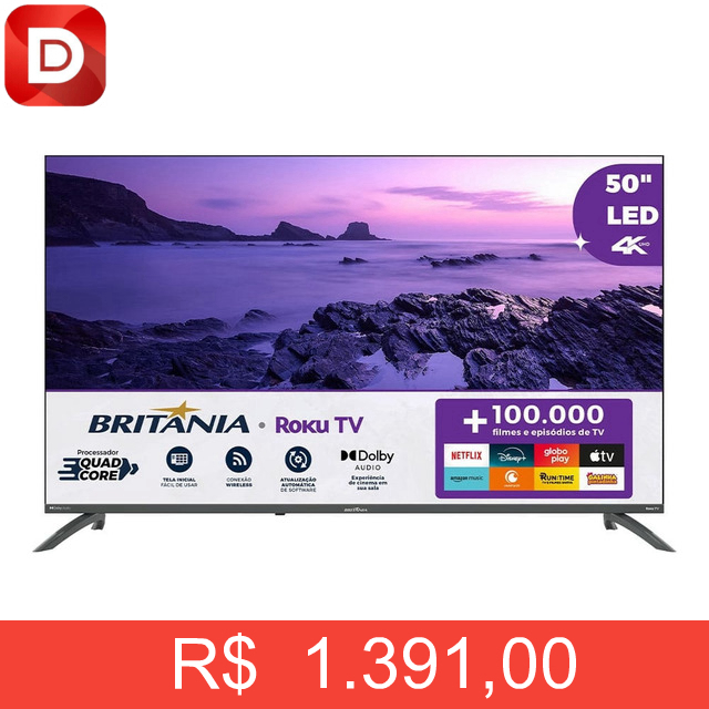 Foto do produto Smart Tv Britânia 50 Ultra Hd Led