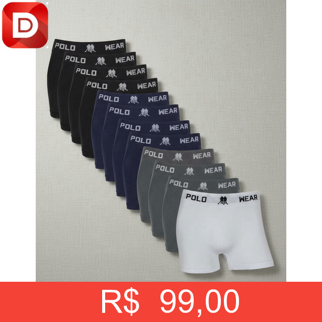 Foto do produto Kit com 12 Cuecas Boxer Polo Wear