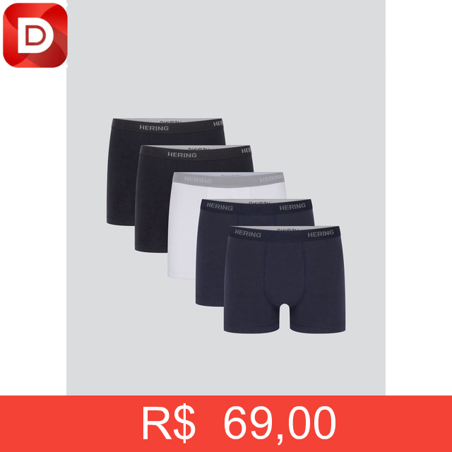 Foto do produto Kit com 5 Cuecas Boxer Elástico Personalizado Hering