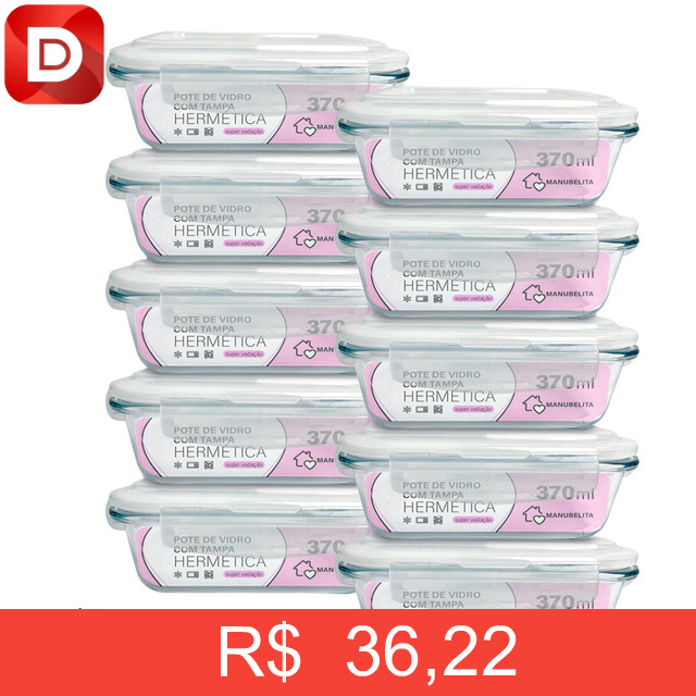 Foto do produto Kit Conjunto 10 Potes Vidro Hermético