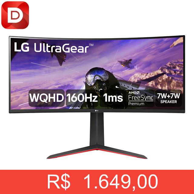 Foto do produto Monitor Gamer LG UltraGear Curvo 34” WQHD UltraWide