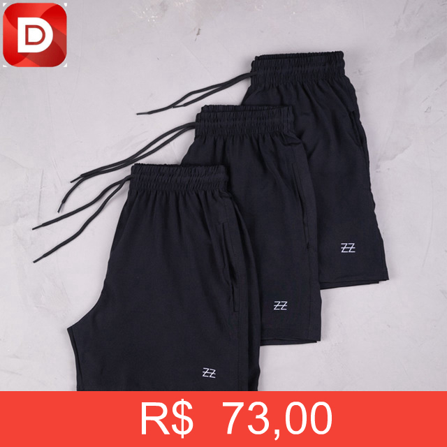 Foto do produto Kit 3 Bermudas Academia Treino Praia Verão Fit