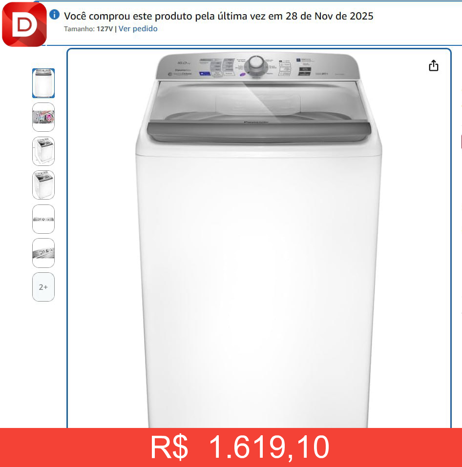 Foto do produto Máquina De Lavar Panasonic NA-F160B6WA