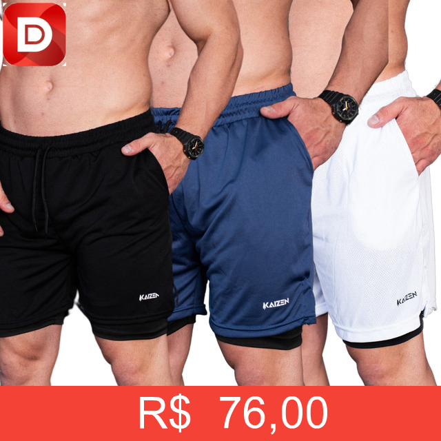 Foto do produto Kit 3 Shorts 2 Em 1 Dryfit