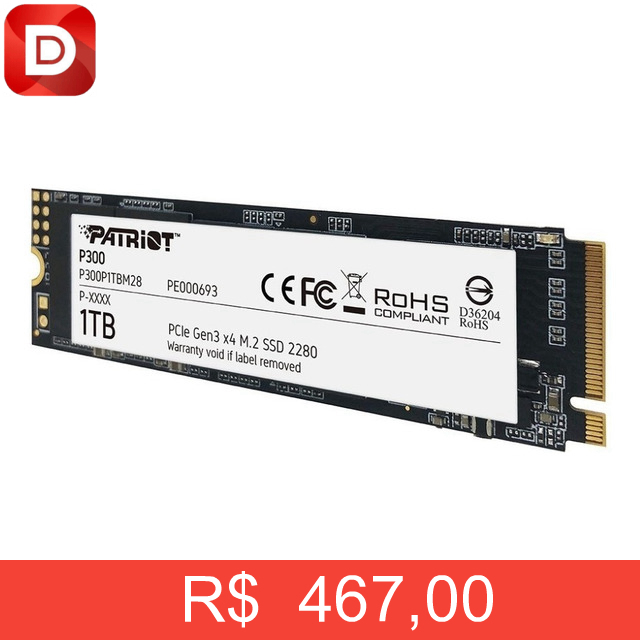 Foto do produto SSD M2 2280 Patriot P300 NVMe