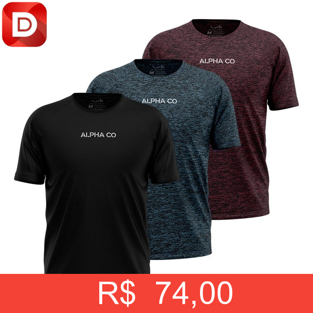 Foto do produto Kit com 3 Camisetas Dry Fit Alpha