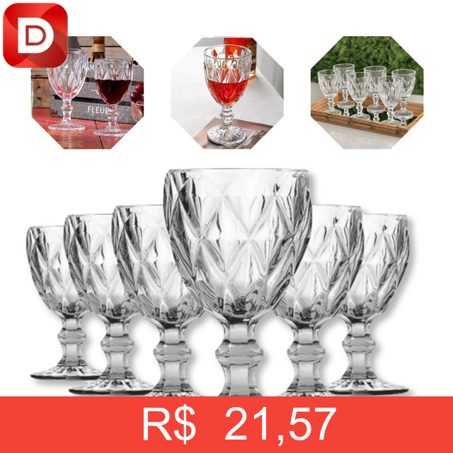 Foto do produto Jogo 6 Taças Diamante Vidro