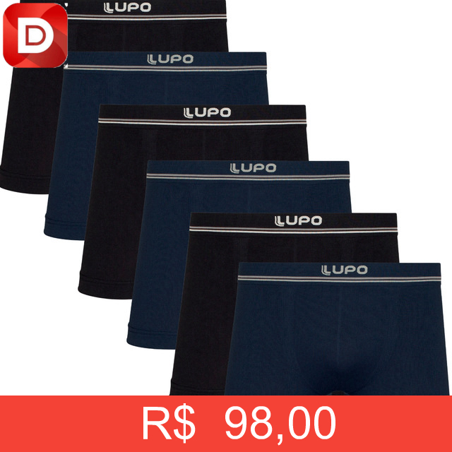 Foto do produto Kit Cuecas Boxer Lupo Microfibra Sem Costura