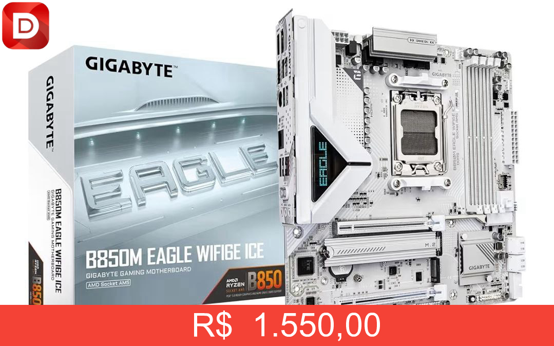 Foto do produto GIGABYTE Placa-mãe B850M Eagle WIFI6E ICE AMD AM5