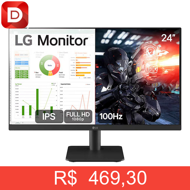 Foto do produto Monitor Gamer LG 23,8” IPS 100Hz Full HD