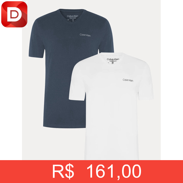 Foto do produto Kit com 2 Camisetas CK Gola V