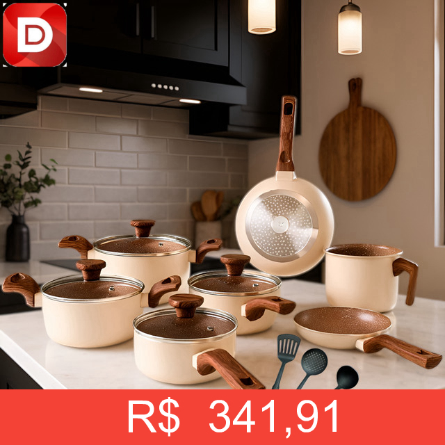 Foto do produto Jogo De Panelas Cerâmico Antiaderente Indução
