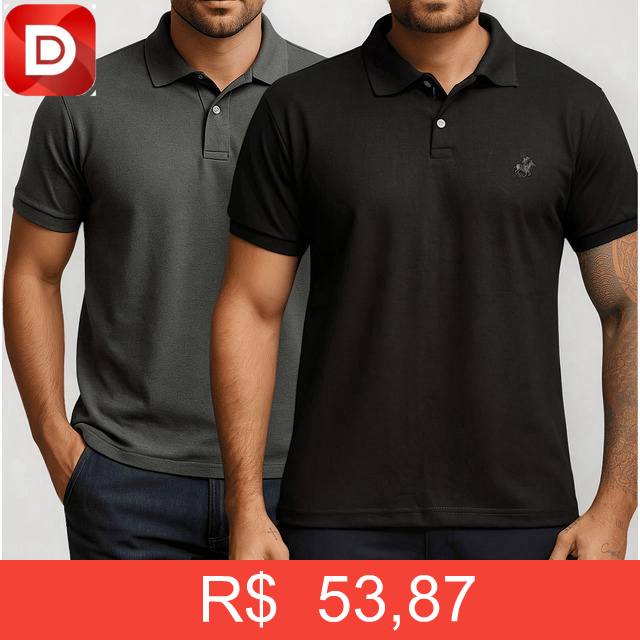 Foto do produto Kit 2 Camisa Polo Piquet Masculina Casual Premium