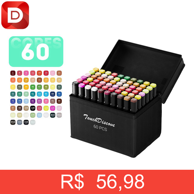 Foto do produto Conjunto Canetas Marcador Canetinha Ponta Dupla