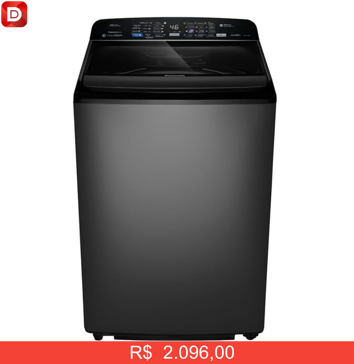 Foto do produto Panasonic Máquina de Lavar 18kg Titânio Antibactéria