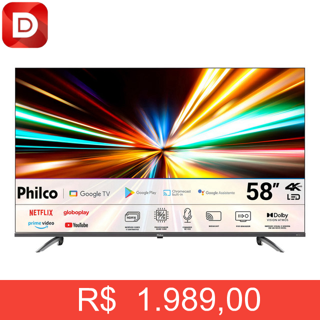 Foto do produto Smart Tv 58 Philco Led 4k Google Tv Hdr10